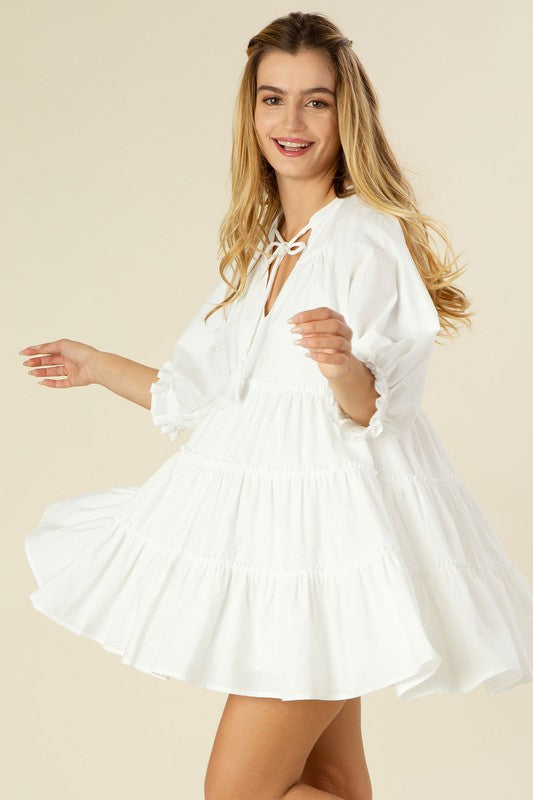 Flowy Tiered Tassel Mini Dress