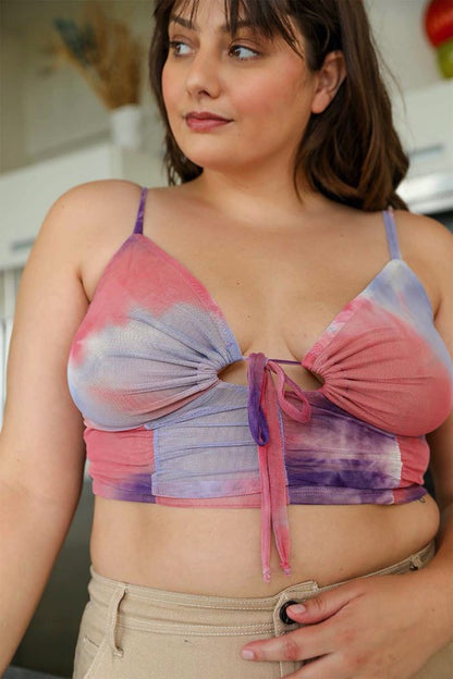 Curve Tie Dye Mesh Keyhole Brami