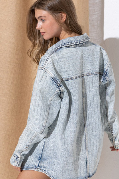 All That Sparkles Stripe Denim Jacket