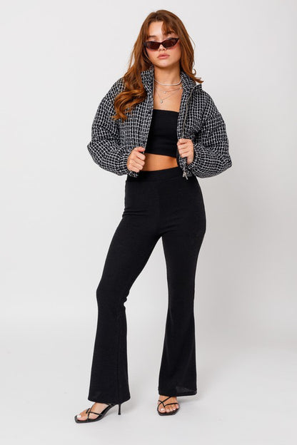 Stay Classy Tweed Crop Puffer