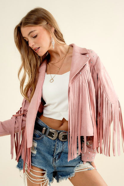 Trailblazer Western Faux Suede Fringe Jacket