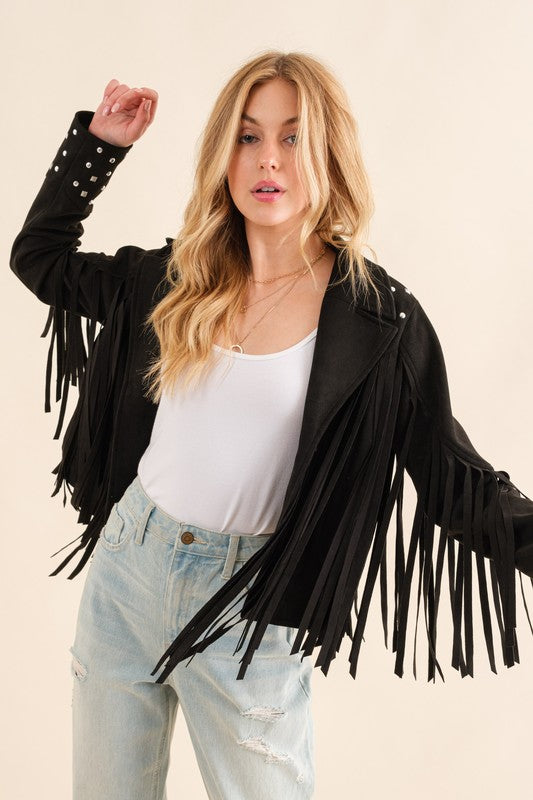 Trailblazer Western Faux Suede Fringe Jacket