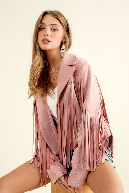 Trailblazer Western Faux Suede Fringe Jacket