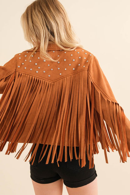 Trailblazer Western Faux Suede Fringe Jacket