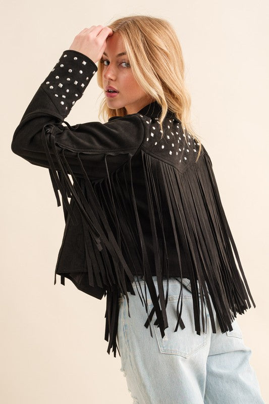 Trailblazer Western Faux Suede Fringe Jacket