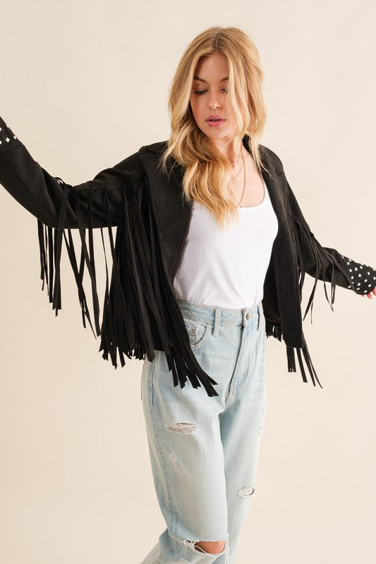 Trailblazer Western Faux Suede Fringe Jacket