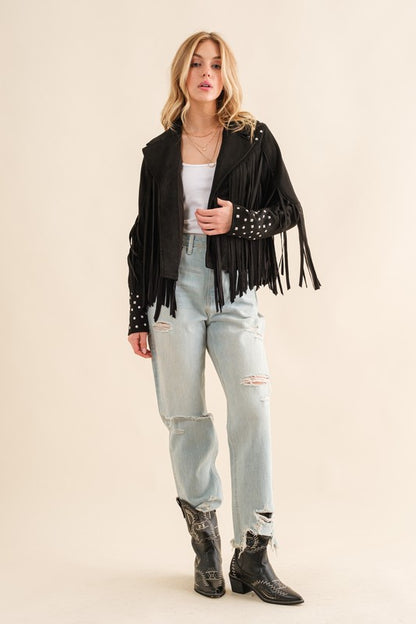 Trailblazer Western Faux Suede Fringe Jacket