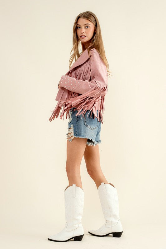 Trailblazer Western Faux Suede Fringe Jacket