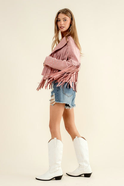 Trailblazer Western Faux Suede Fringe Jacket