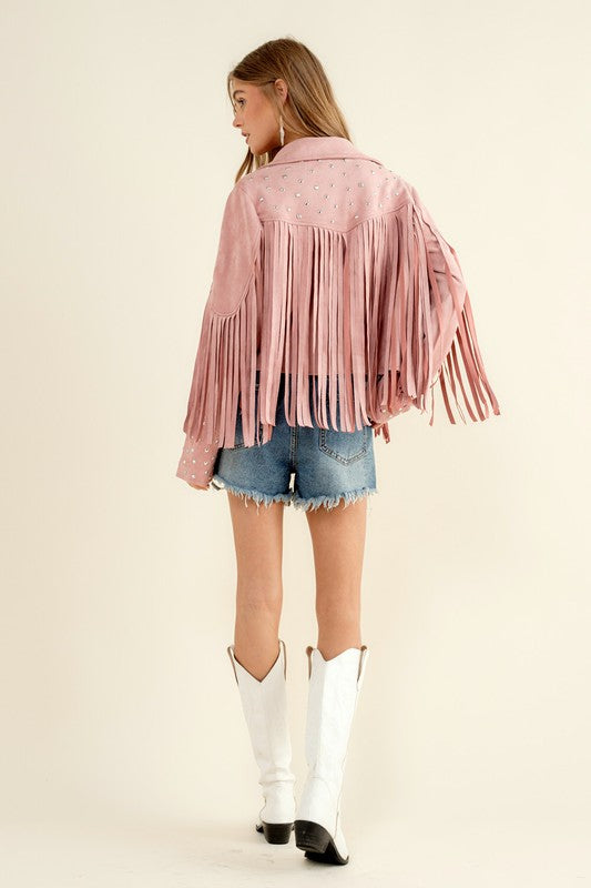 Trailblazer Western Faux Suede Fringe Jacket