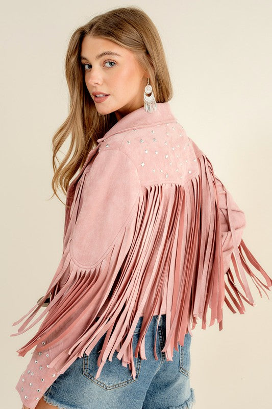 Trailblazer Western Faux Suede Fringe Jacket