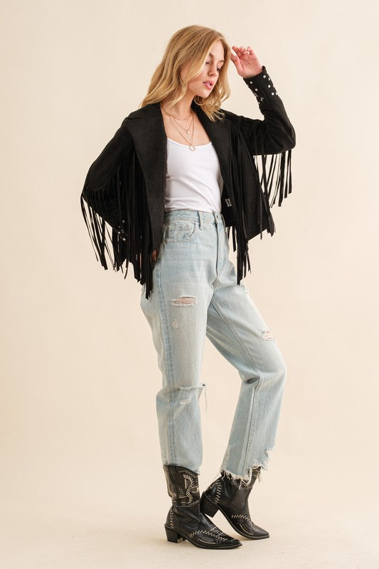 Trailblazer Western Faux Suede Fringe Jacket