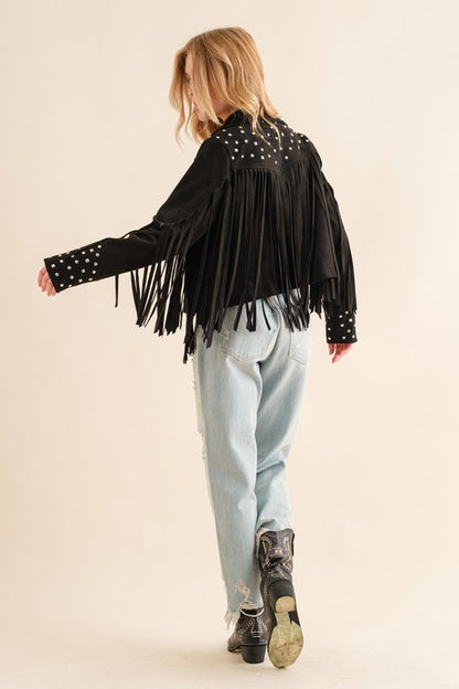 Trailblazer Western Faux Suede Fringe Jacket