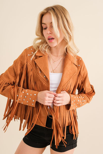 Trailblazer Western Faux Suede Fringe Jacket