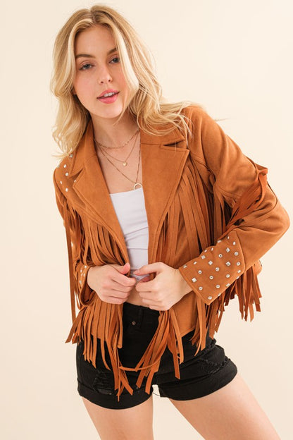 Trailblazer Western Faux Suede Fringe Jacket