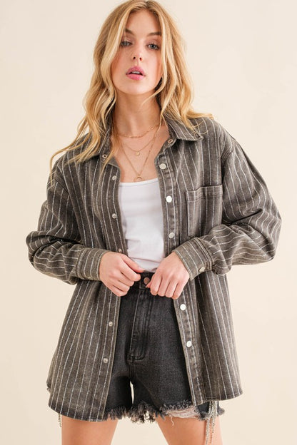 All That Sparkles Stripe Denim Jacket