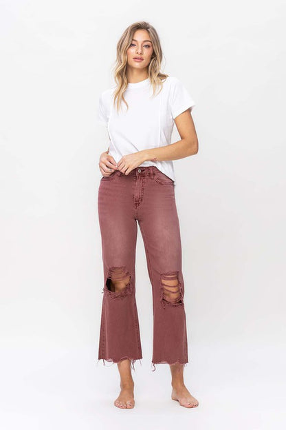 90's Vintage Crop Flare in Russet Brown