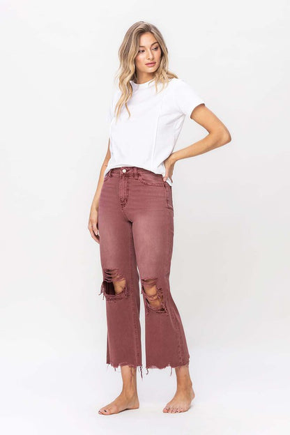 90's Vintage Crop Flare in Russet Brown