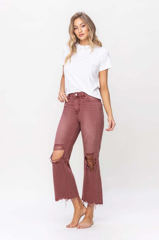 90's Vintage Crop Flare in Russet Brown