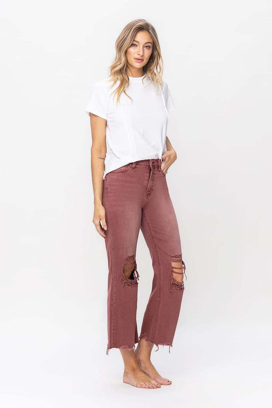 90's Vintage Crop Flare in Russet Brown