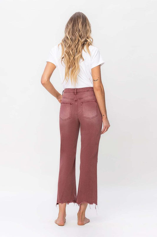 90's Vintage Crop Flare in Russet Brown