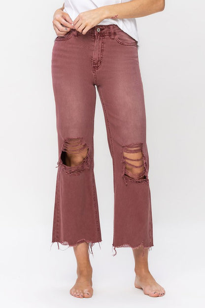 90's Vintage Crop Flare in Russet Brown