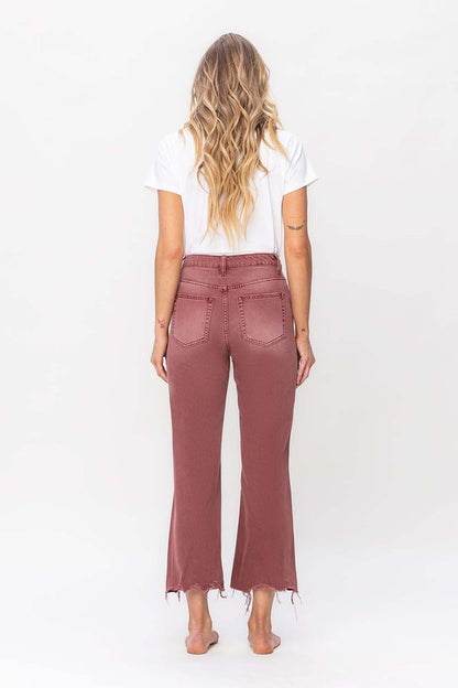 90's Vintage Crop Flare in Russet Brown