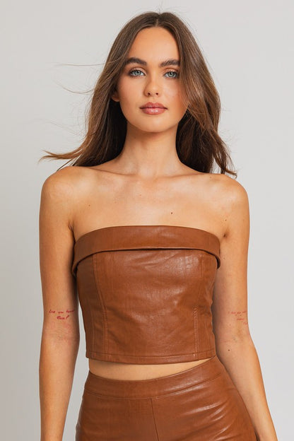 Faux Leather Corset Top