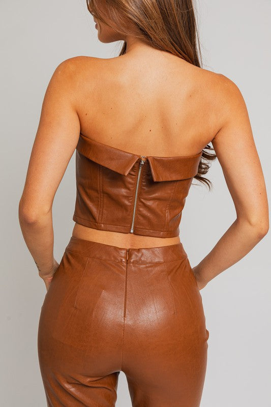 Faux Leather Corset Top