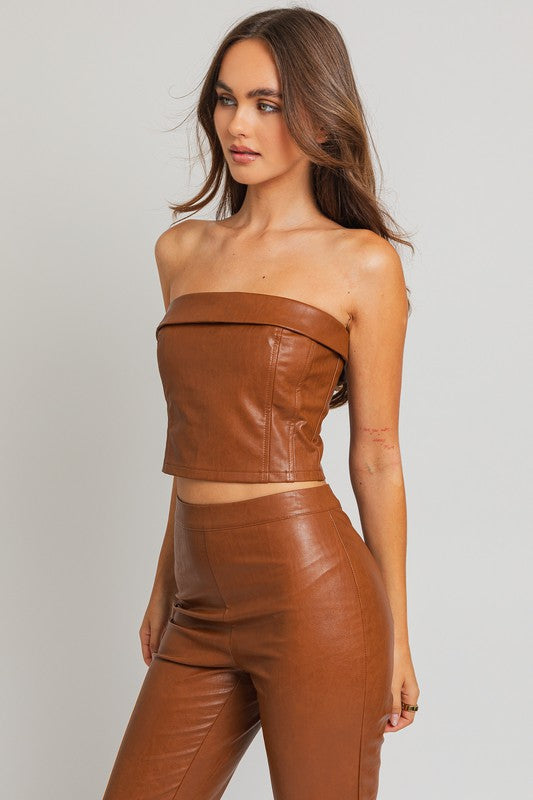 Faux Leather Corset Top