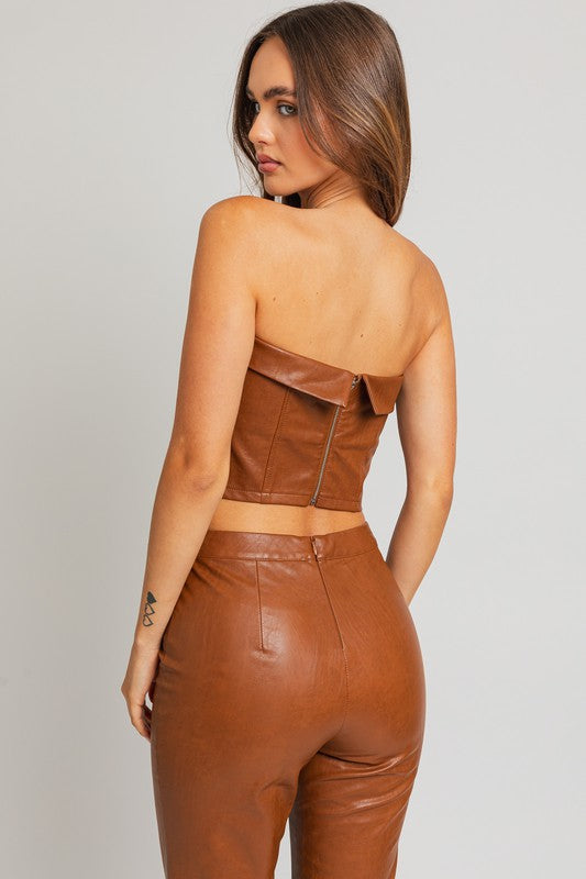 Faux Leather Corset Top