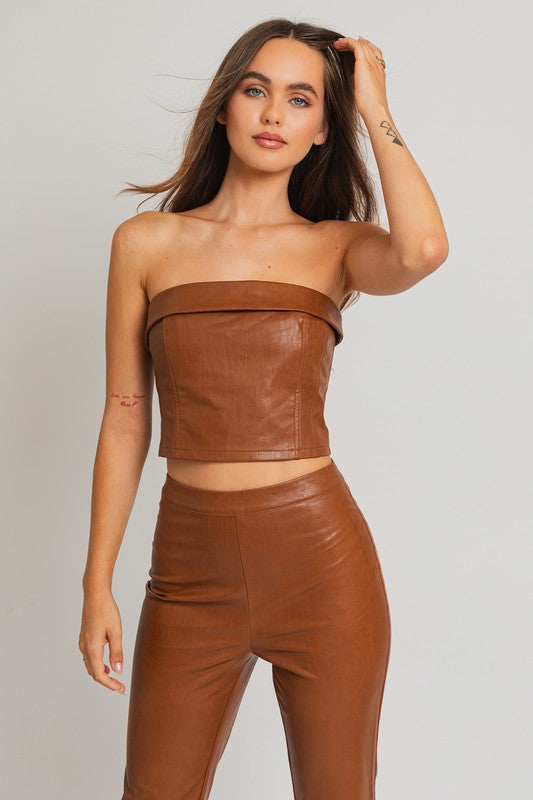 Faux Leather Corset Top