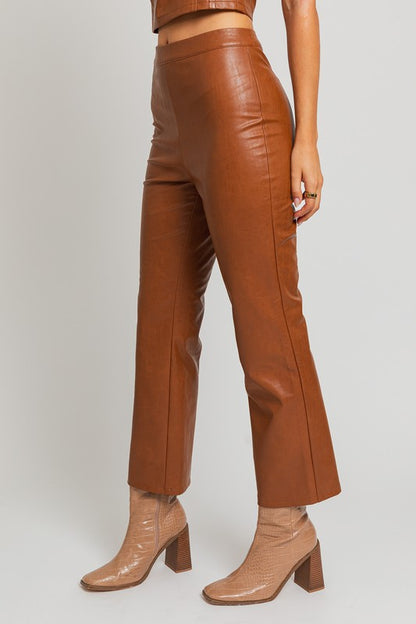 Faux Leather Straight Leg Pants