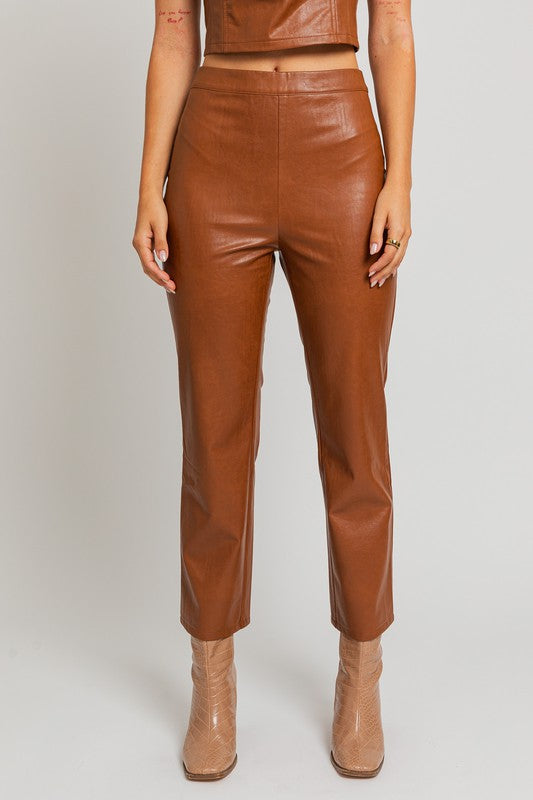 Faux Leather Straight Leg Pants