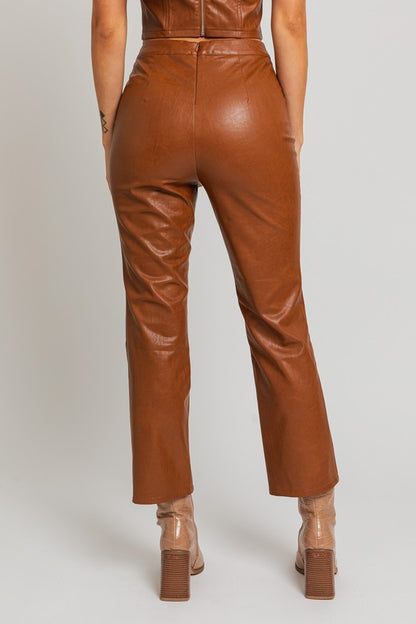 Faux Leather Straight Leg Pants