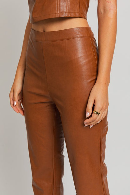 Faux Leather Straight Leg Pants