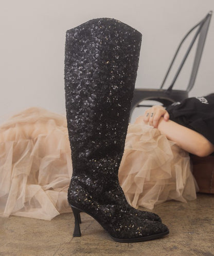 All That Sparkles Knee High Sequin Boots