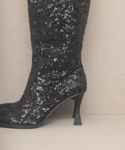 All That Sparkles Knee High Sequin Boots