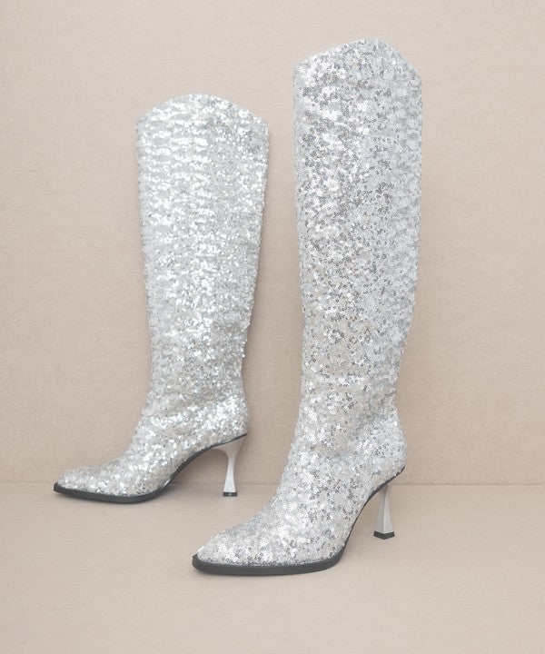 All That Sparkles Knee High Sequin Boots