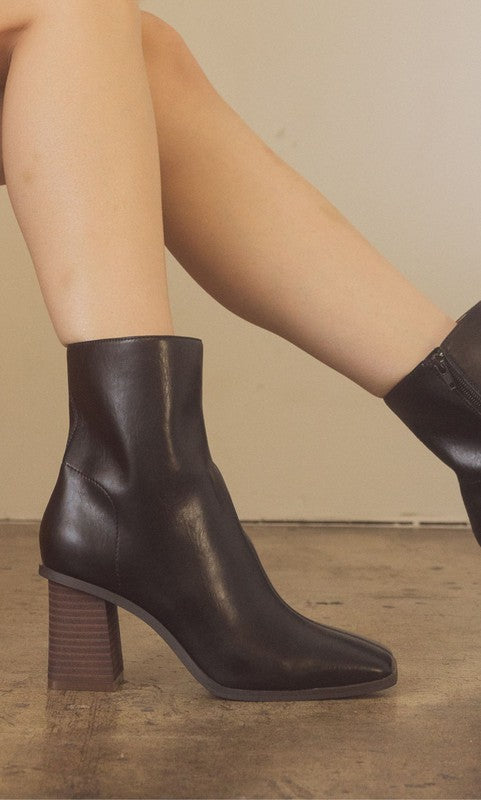 Modern Edge Square Toe Ankle Booties