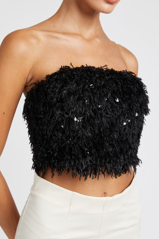 Starstruck Sequin Feather Tube Top