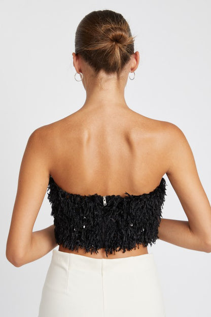 Starstruck Sequin Feather Tube Top