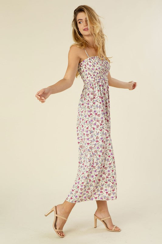 Floral Print Smocked Maxi Dress