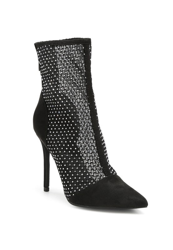 Rag Company - Jazz Rhinestone Embellished Mesh Stiletto Boots