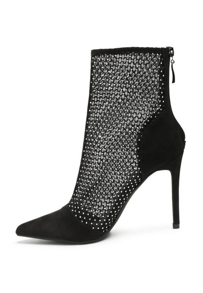 Rag Company - Jazz Rhinestone Embellished Mesh Stiletto Boots