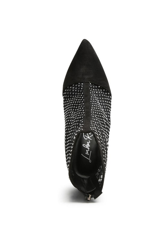 Rag Company - Jazz Rhinestone Embellished Mesh Stiletto Boots