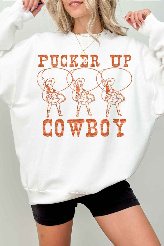 "Pucker Up Cowboy" Oversized Sweatshirt