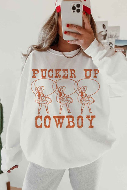 "Pucker Up Cowboy" Oversized Sweatshirt