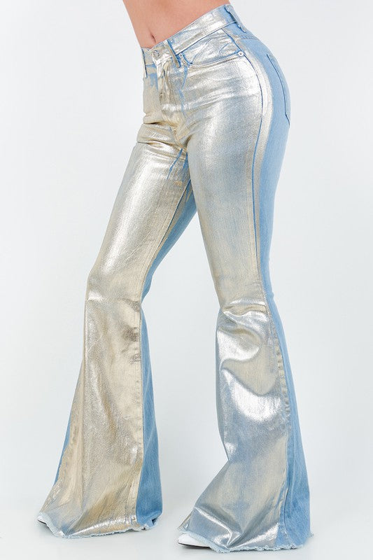 Disco Child Gold Foil Bell Bottoms Jeans