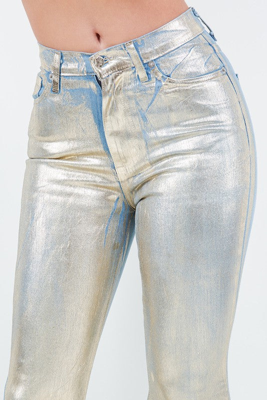 Disco Child Gold Foil Bell Bottoms Jeans